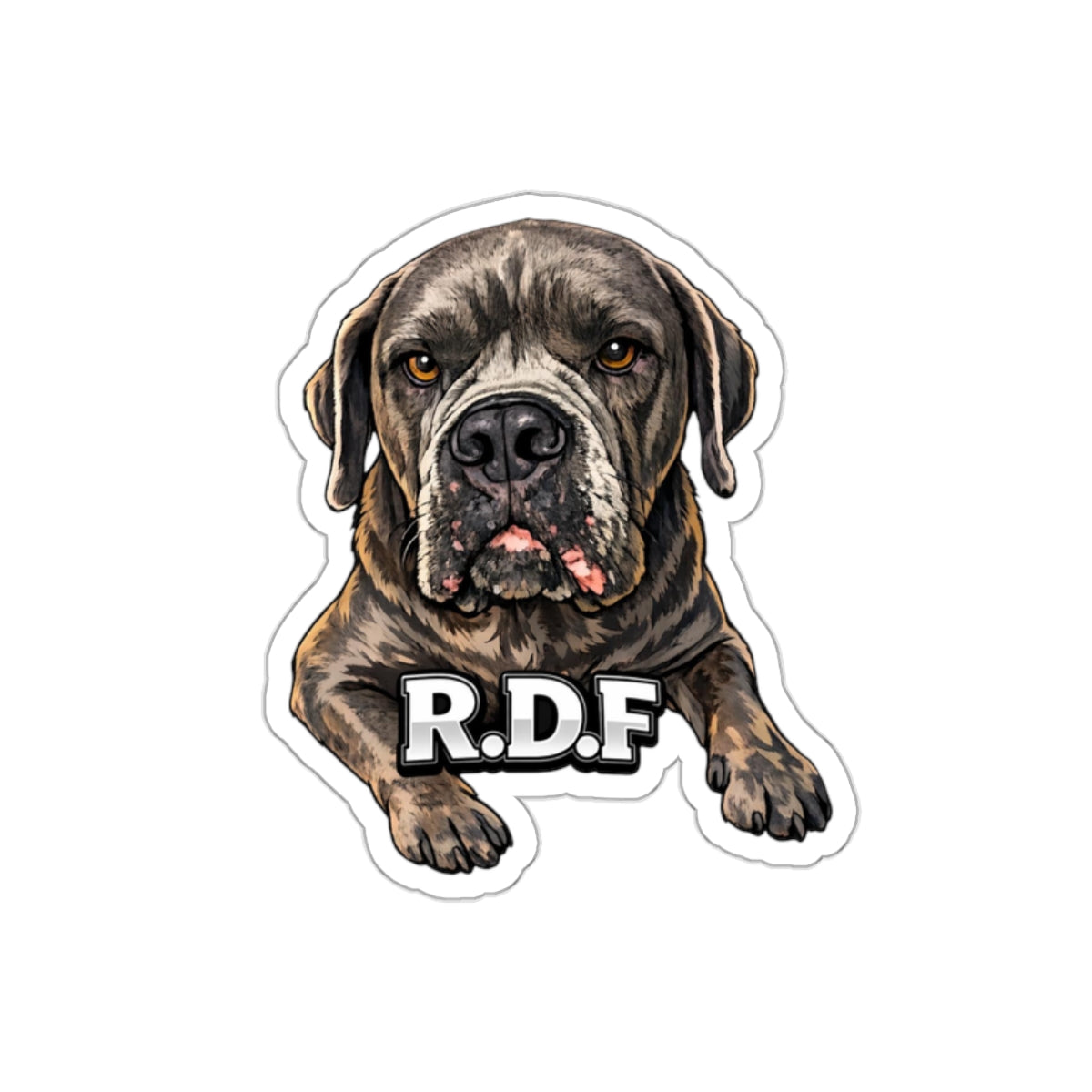 Mastiff Dog Die-Cut Sticker — Realistic R.D.F. Pet Decal for Laptops & Water Bottles